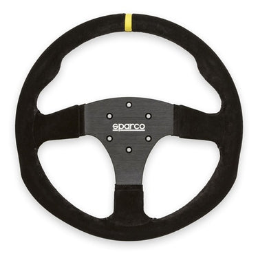 Sparco R350 Competition steering wheel suede with yellow centering stripe